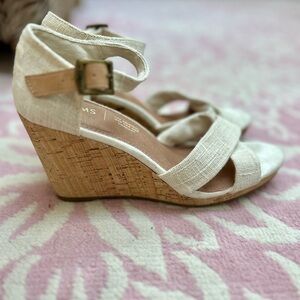 Toms Cream Wedge Sandals